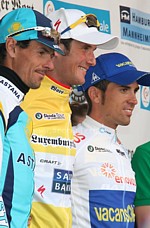 Das Siegerpodest der Tour de Luxembourg 2009: Klöden, Schleck, Marcato